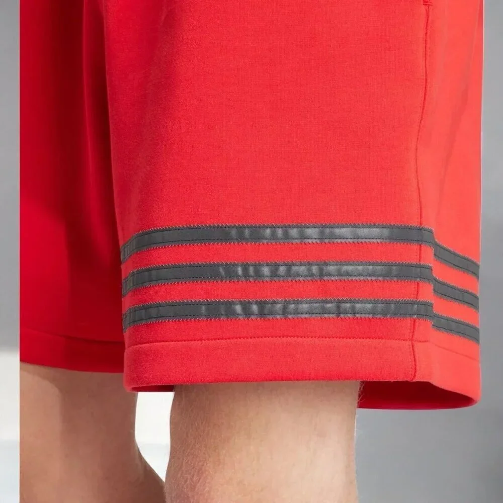 Adidas Neuclassic Red Striped Shorts Drawstring Waist Side Pockets NEW Medium